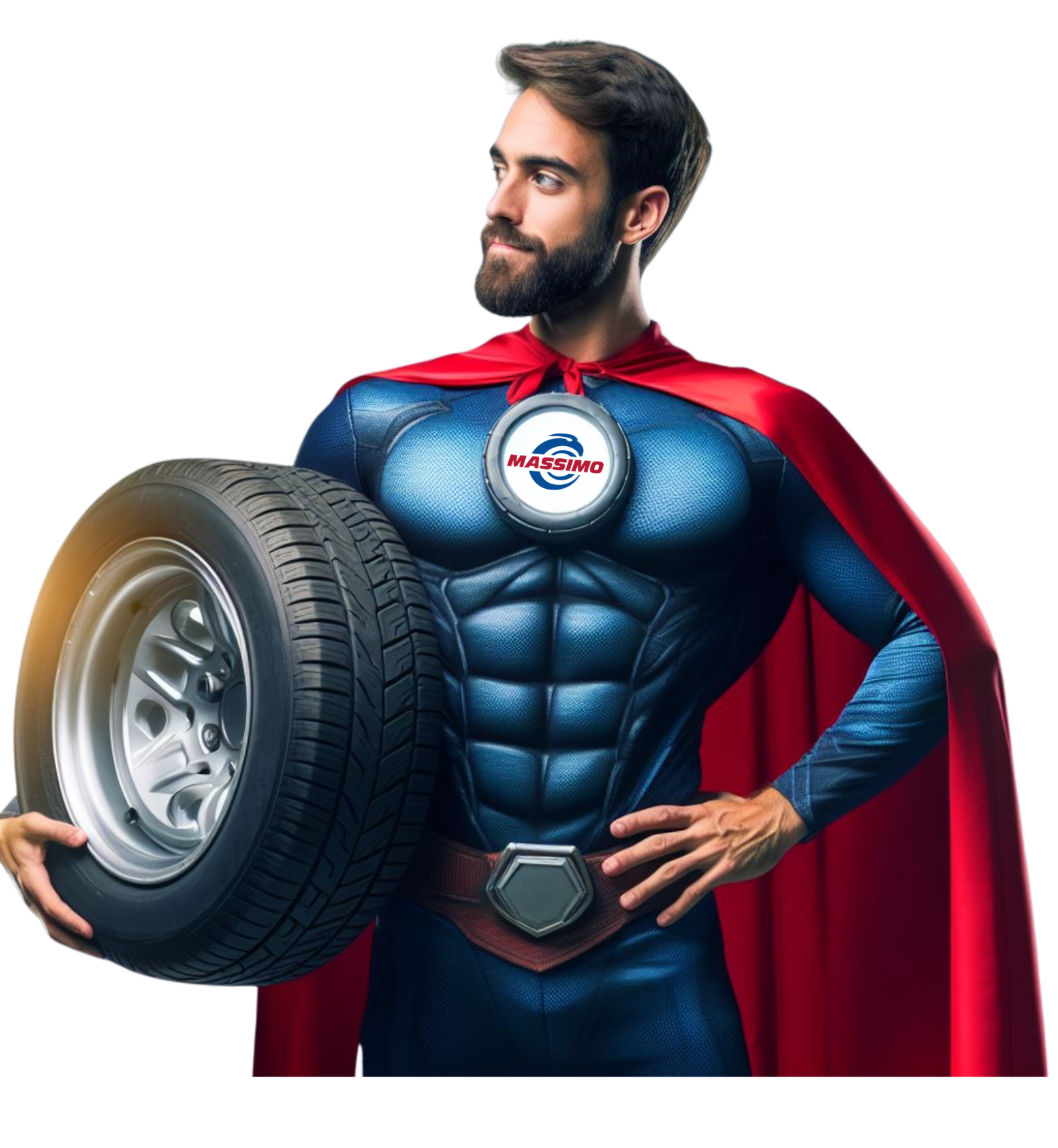 Superhero with a tyre